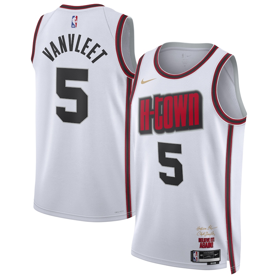 Men Houston Rockets #5 Fred VanVleet Nike White City Edition 2024-25 Swingman Player NBA Jersey